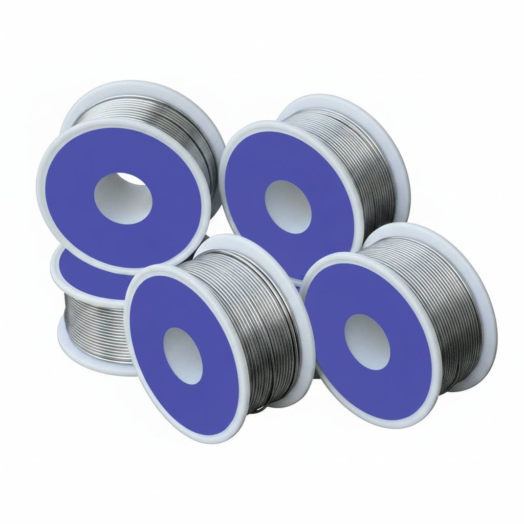 Premium rosin core solder wire on a spool, ideal for electronics and home welding repairs, available in 0.8mm and 1.0mm diameters.
