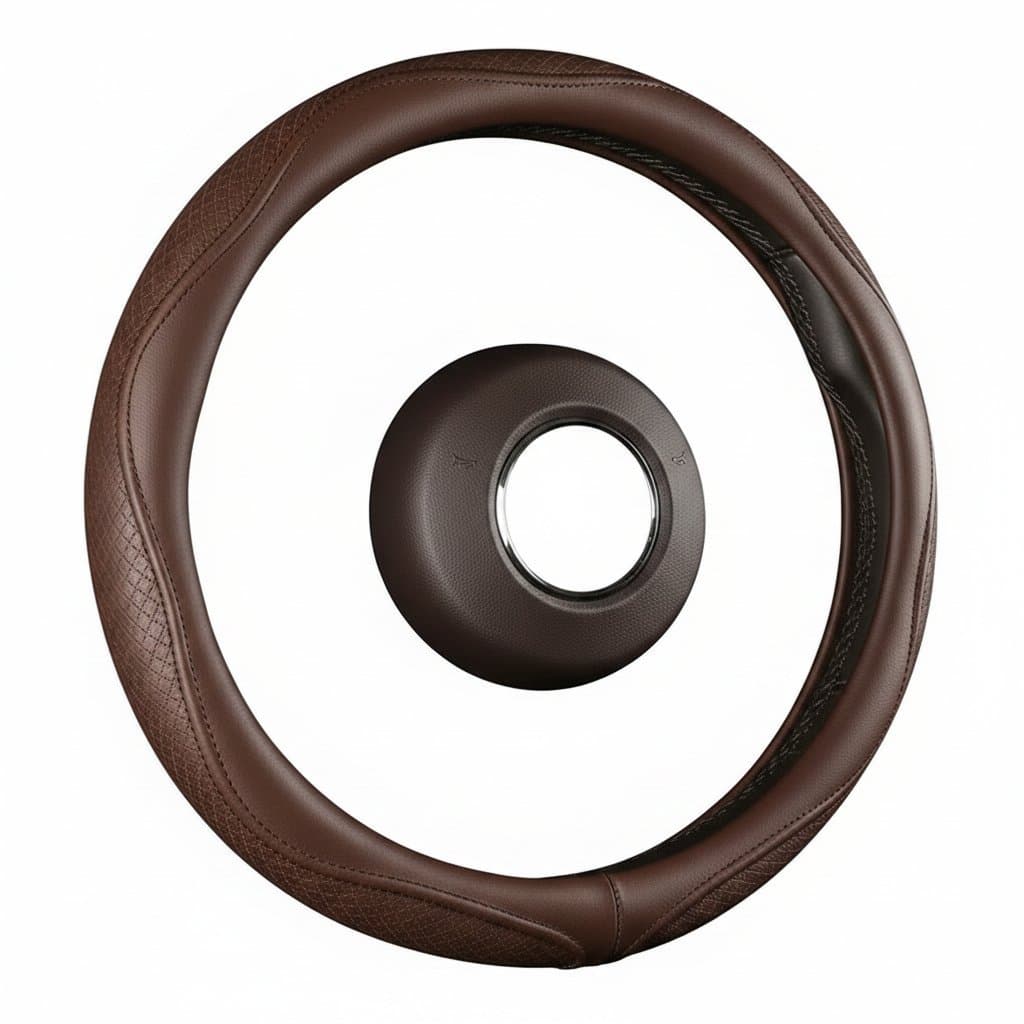 Motopets anti-slip leather steering wheel covers, universal fit for 38cm Type O D steering wheels.