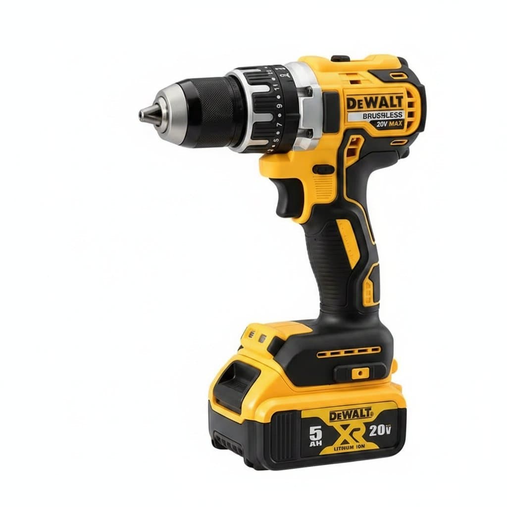 Dewalt DCD796 20V cordless impact driver with brushless motor, adjustable speed up to 2000 RPM, and rechargeable battery.