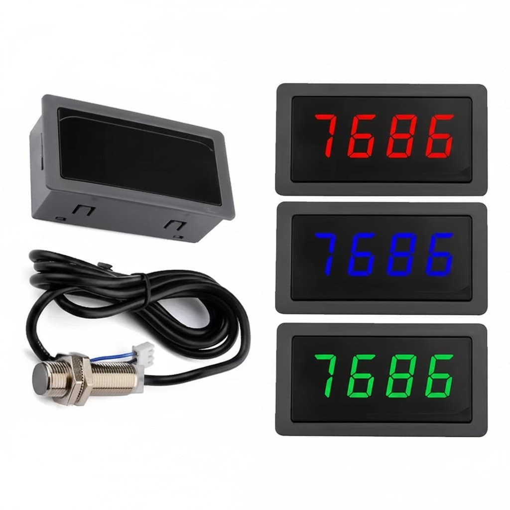 Digital Tachometer | DC8-24V LED RPM Speed Meter | Includes Hall Proximity Sensor - Professional Grade Tool