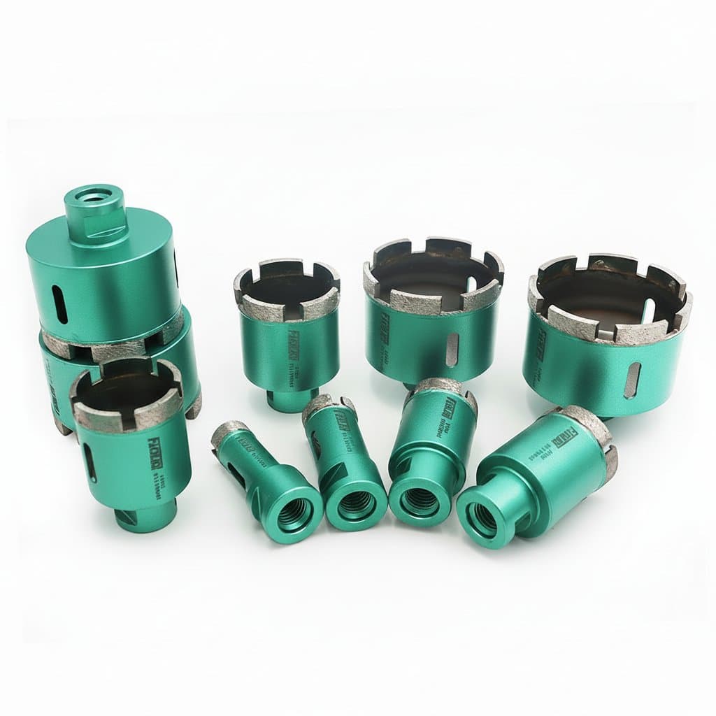 FACHICH 1pc M14 Drill Core Bit Set for wet drilling marble, tile, and ceramic, includes eight sizes from 20mm to 75mm.