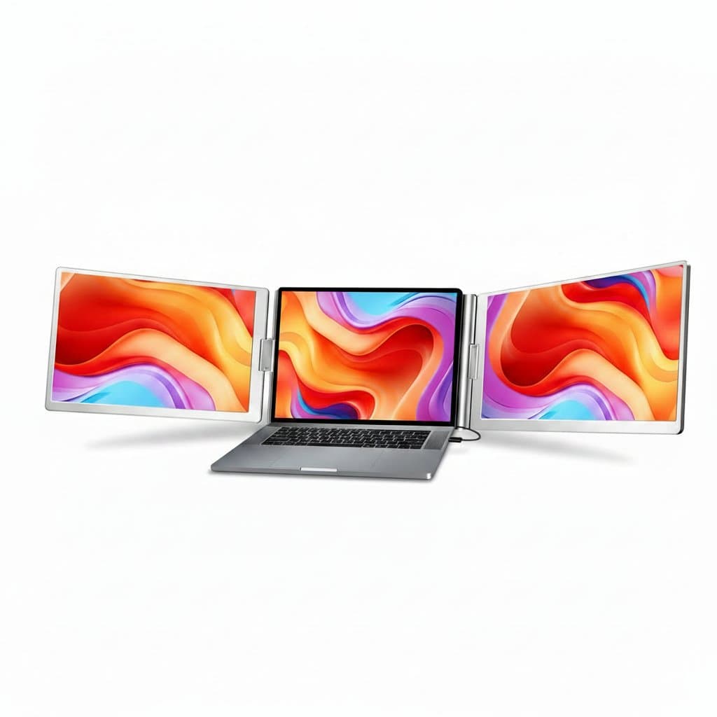 Portable Monitor Triple Screen Extender, closed and ready for use.