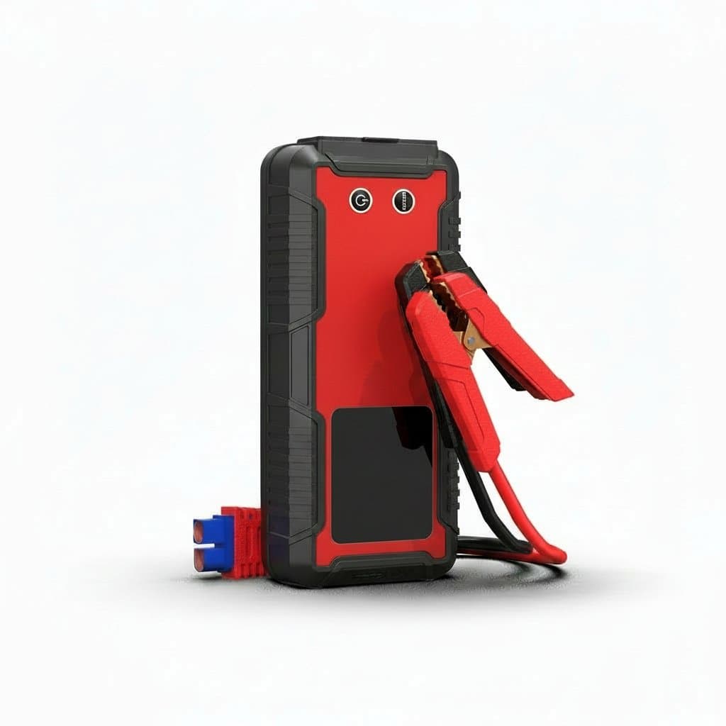 A GOOLOO 20000mAh car jump starter with 4000A peak current, functioning as a portable remote car starter.