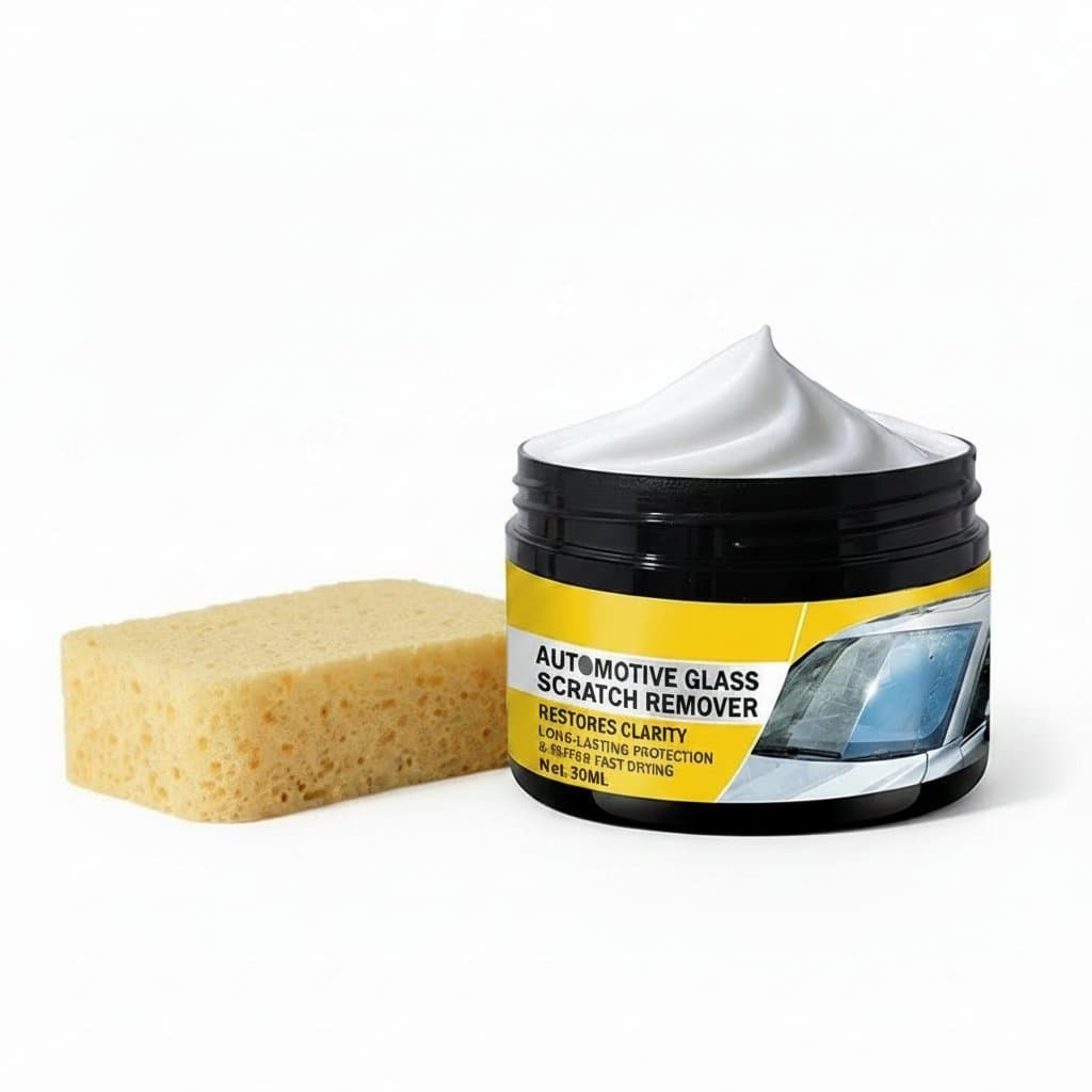 Glass scratch repair paste, a versatile windshield repair kit for car windows, bathroom glass, glasses, and lenses.