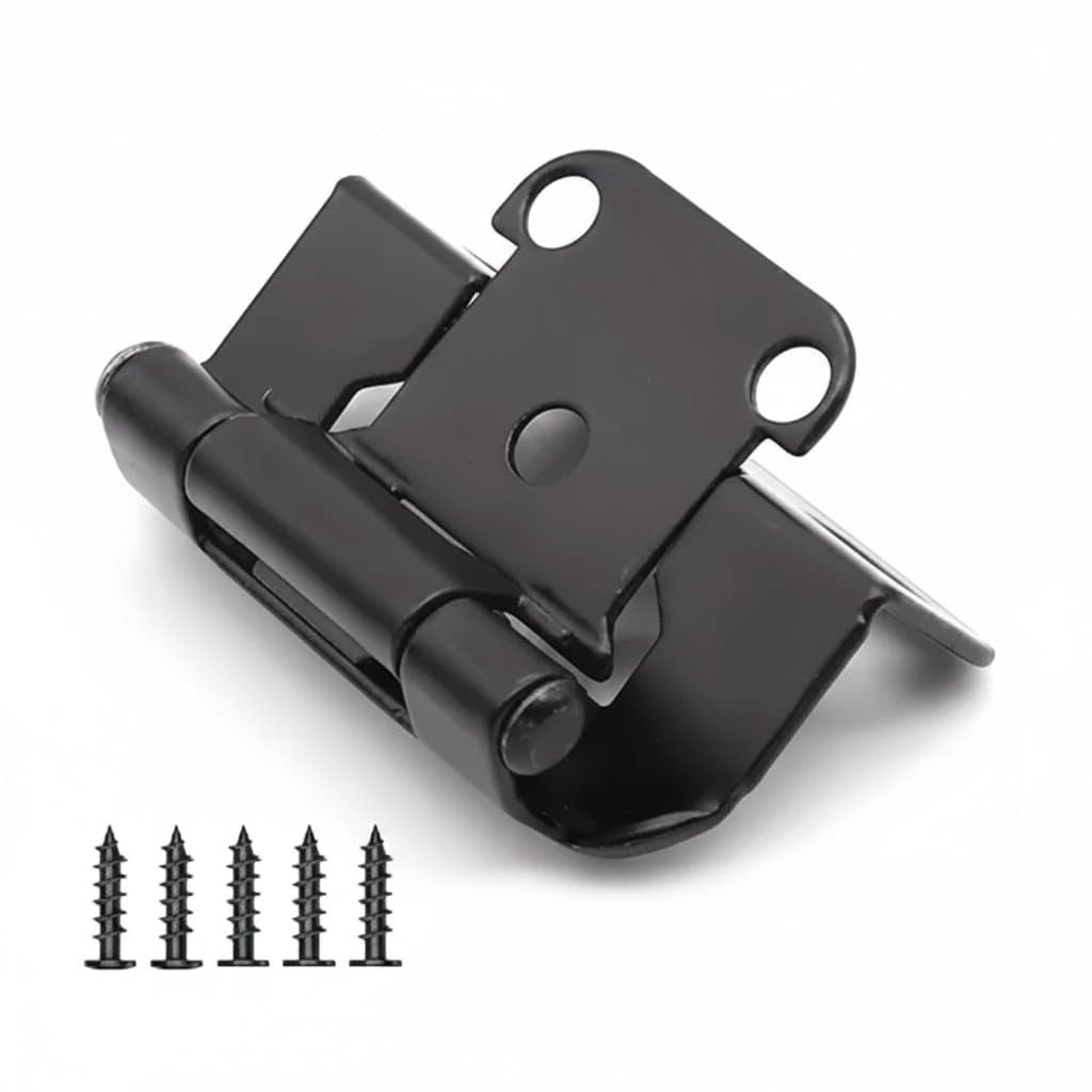4Pcs Semi-Hidden Cover Panel Black Hinge for Cabinet Bumpers - Premium Tools & Hardware > Fasteners with professional quality and features