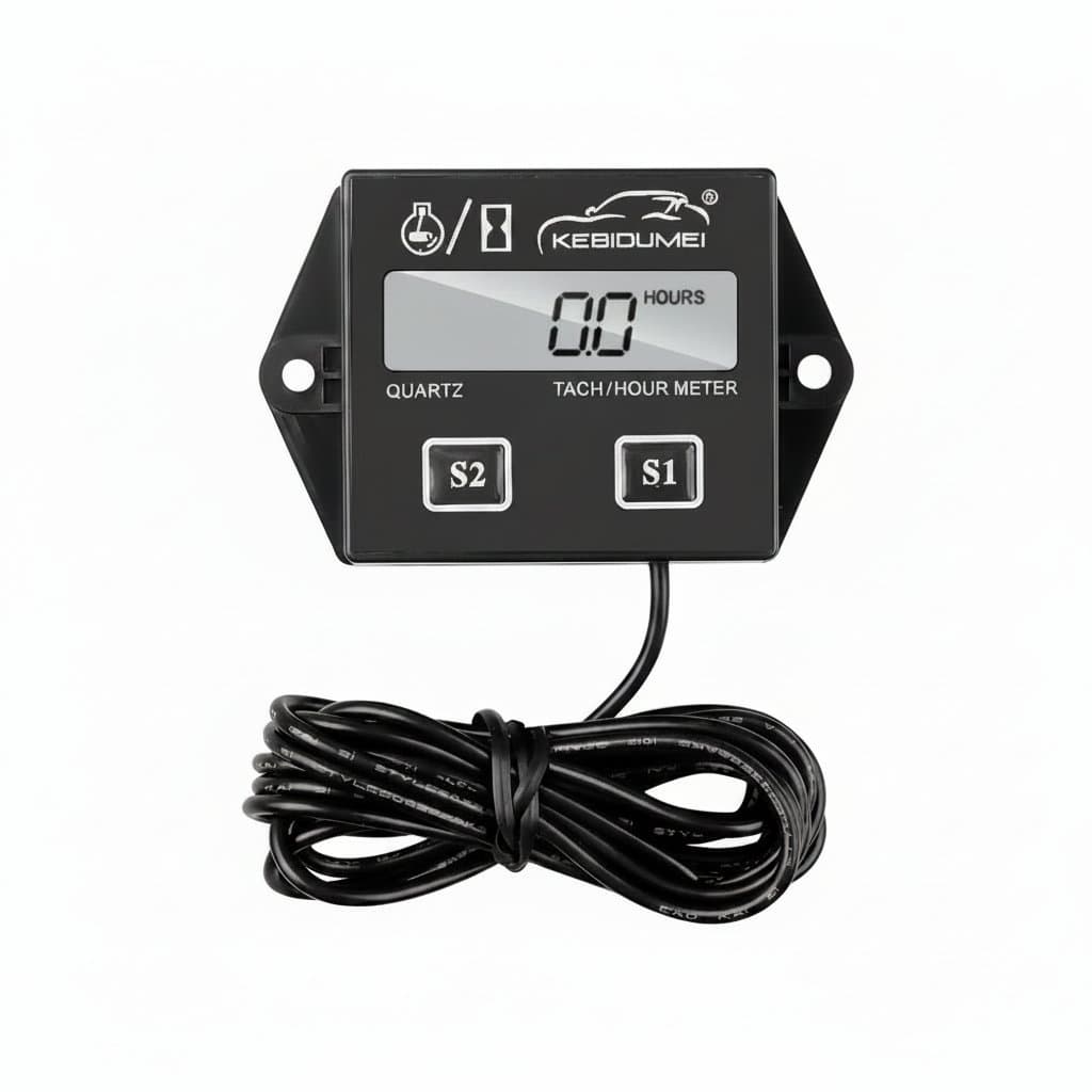 Digital Tachometer & Hour Meter | LCD Display for 2/4 Stroke Engines | Gasoline Engine RPM Gauge