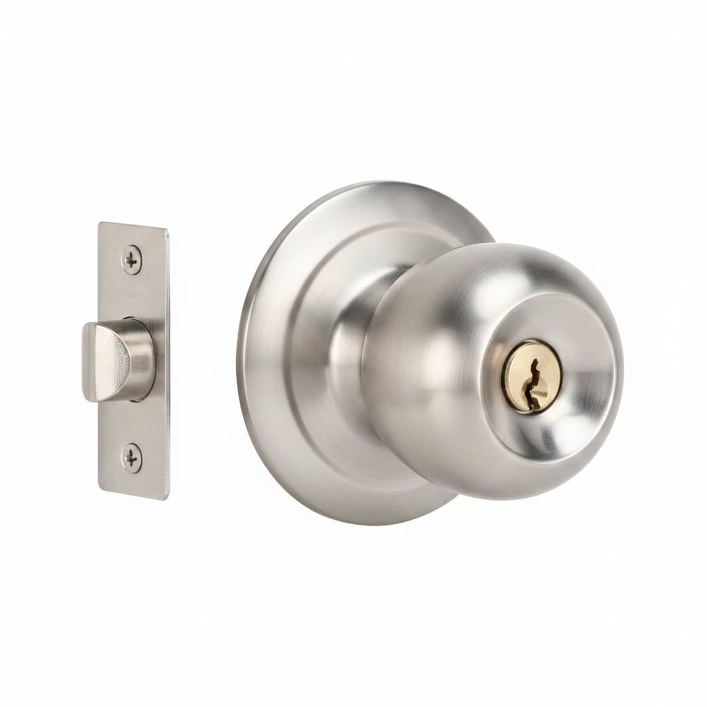 Alloy Round Door Knobset | Rotation Lock with Key | For Bedroom, Bathroom & Living Room