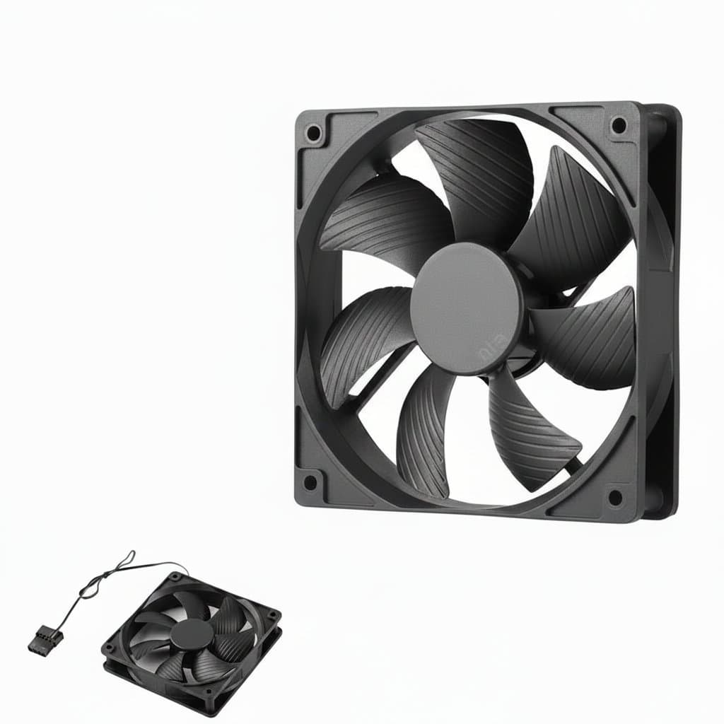 12cm High Speed 4-Pin PC case fan for CPU cooling, featuring a large air volume design and quiet operation for desktop or server use.