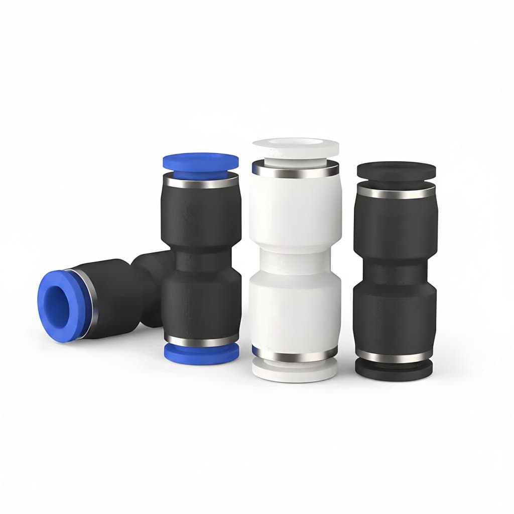 Upgraded plastic pneumatic fitting for 4-16mm PU/PG air hose, a push-to-connect straight quick connector for gas or water lines.