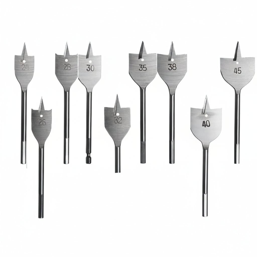 1-piece set of 6-55mm durable woodworking flat drill bits made from high-carbon steel for clean, long-lasting spade drilling.