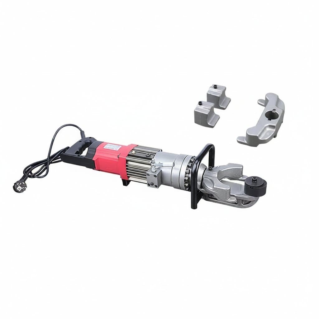 Reinforced Steel Bar Bender portable electric machine for 4-22mm rebar, a durable construction tool on a workshop bench.