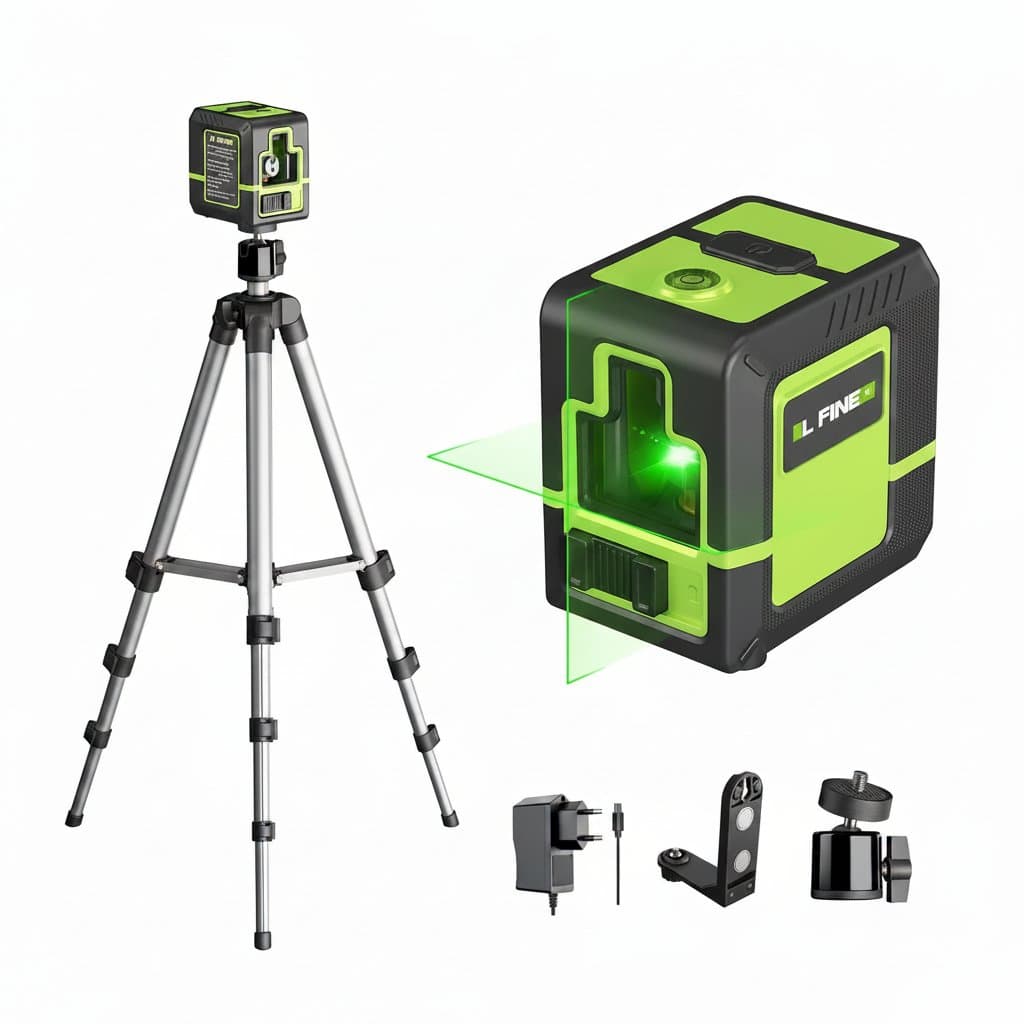Laser Level | 2-Line Green Cross-Line | 360° Self-Leveling for Horizontal & Vertical Alignment