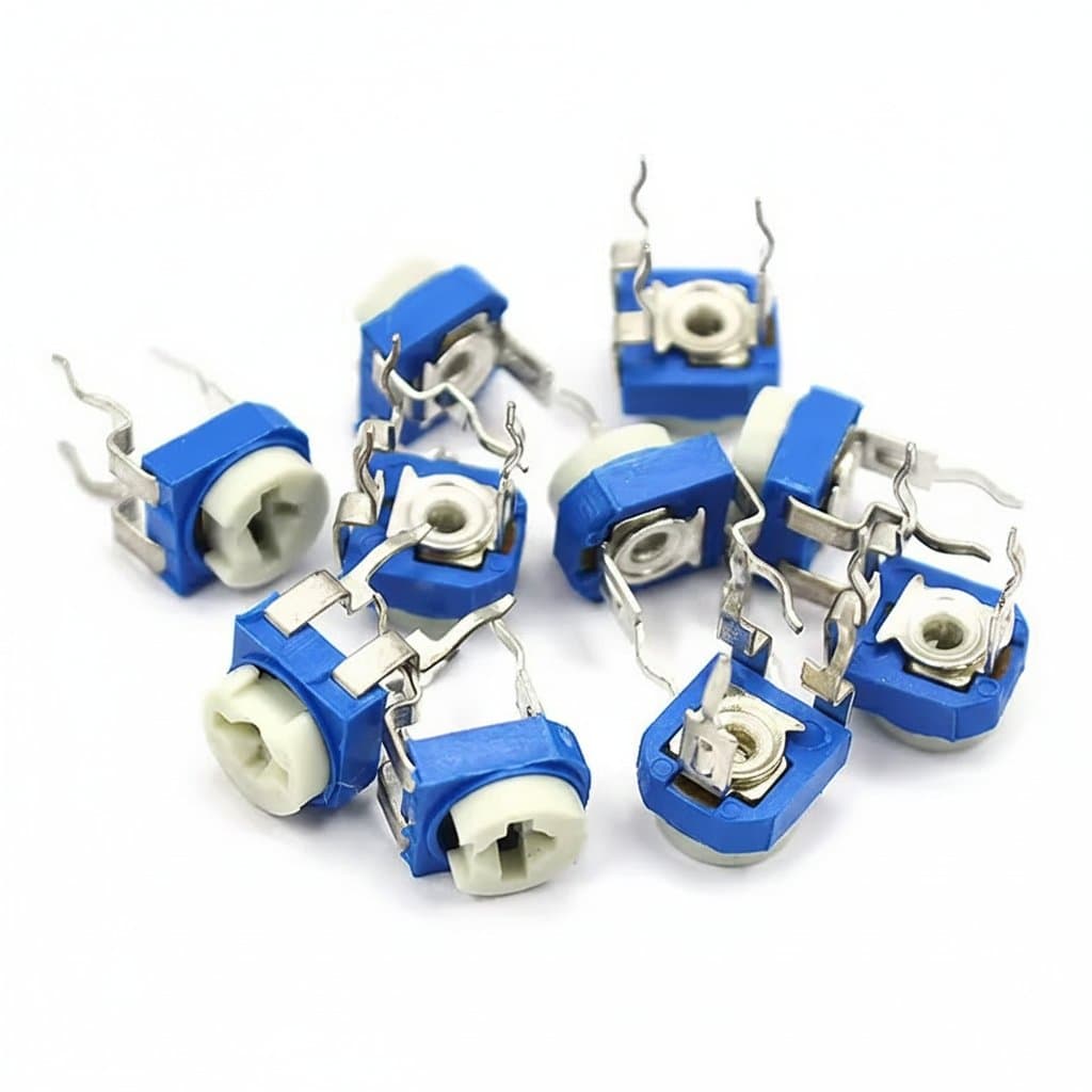 RM065 series trimmer potentiometer kit with 20 pieces, values from 100 ohm to 1 megaohm, for precise circuit adjustment.
