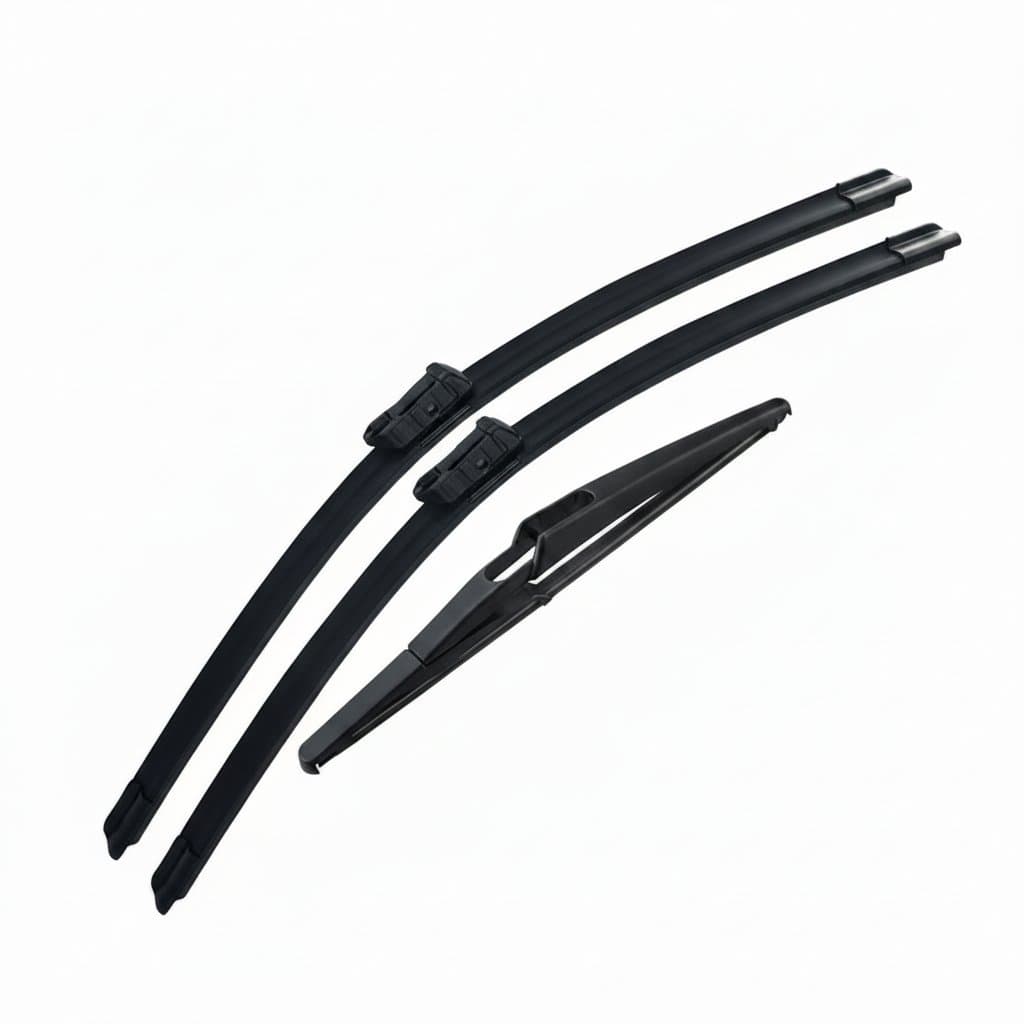 Front and rear silicone coating wipers for Peugeot 208 MK2 E-208 2019-2024, including a 26 inch wiper blade and 16" and 12" blades.