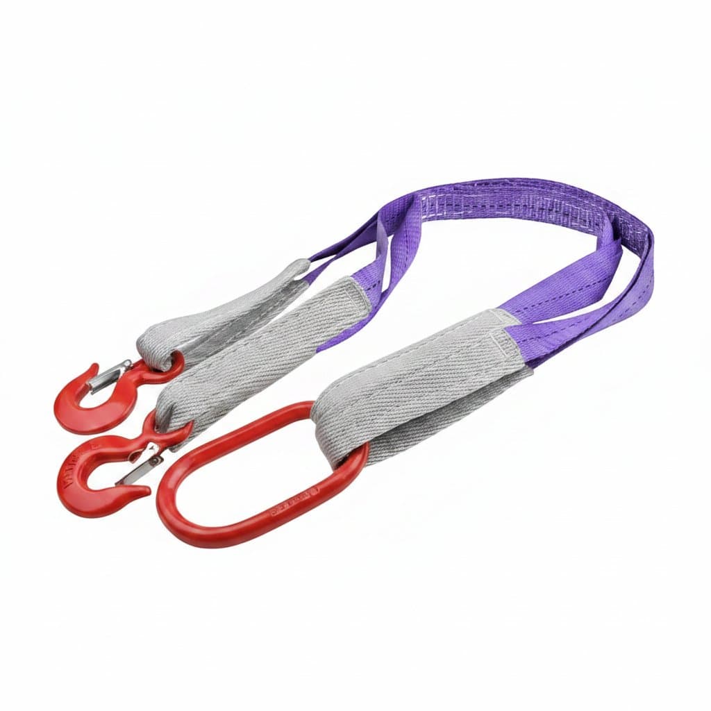 Heavy-Duty 2-Leg Lifting Sling | 4400 lb Capacity | 3.3/9.8/16.4 ft Polyester Rigging Straps with Hooks