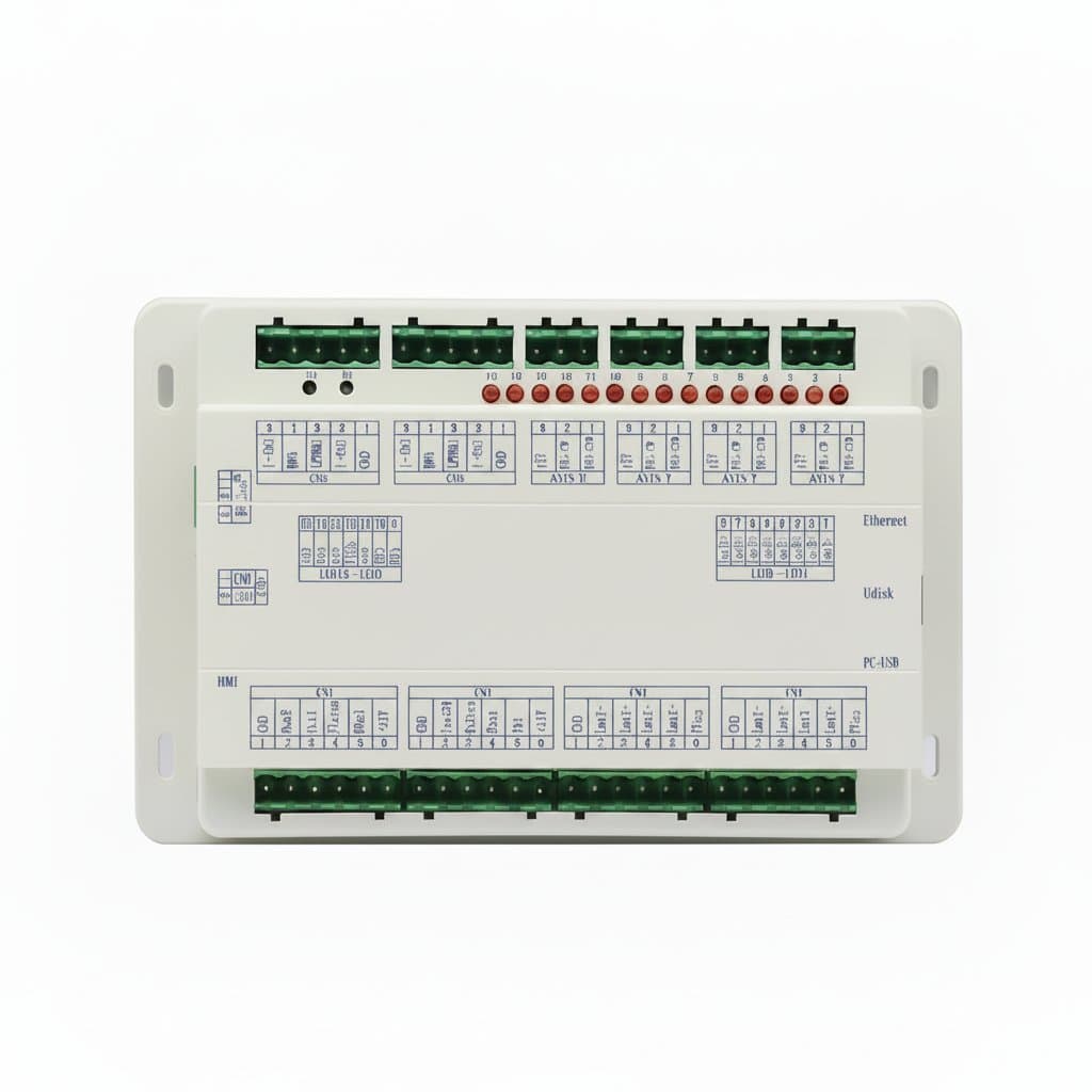 Ruida RD6445G laser engraver controller mainboard for CNC cutting machines, featuring integrated ports and heat sink.