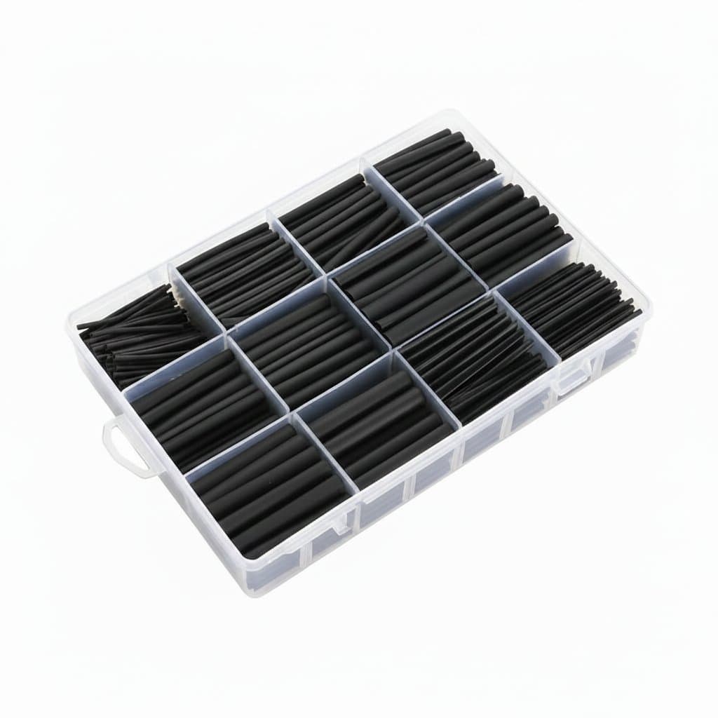 Heat Shrink Tubing Kit | Black Polyolefin Sleeves for Electrical Wiring | 127 Pieces, Assorted Sizes - Professional Grade Tool