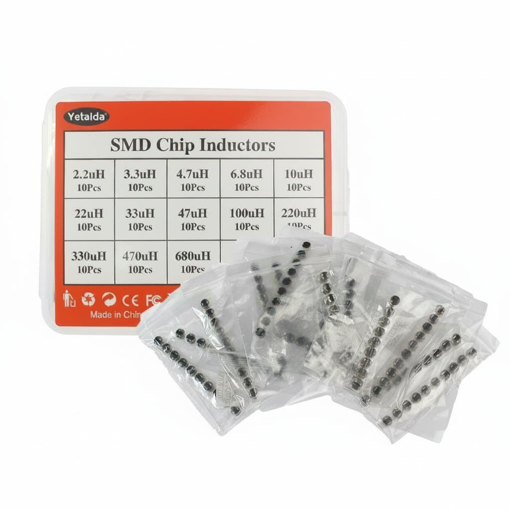 130PCS CD54 SMD power inductor kit with values from 2.2uH to 680uH for DIY electronics and DC-DC converter projects.