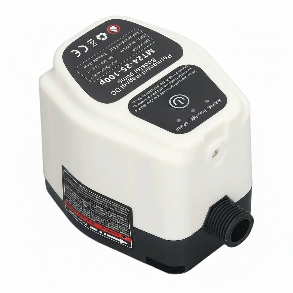 Full automatic intelligent sensing quiet water pressure boost pump with 100W power, 24V voltage, and 25L capacity for household water systems.
