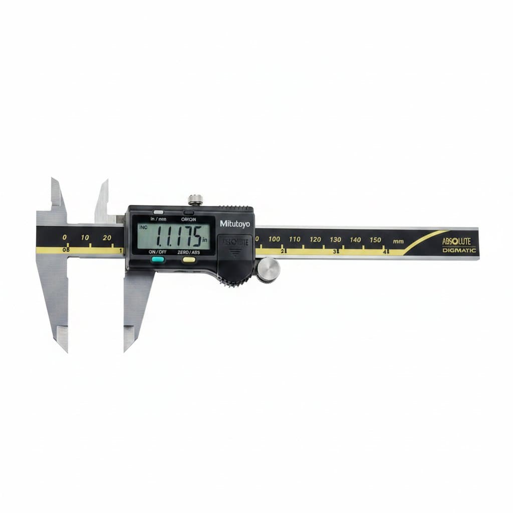 Mitutoyo ABSOLUTE Digimatic digital caliper, 0-150mm, 0.01mm precision, essential for measuring components like a brake caliper.