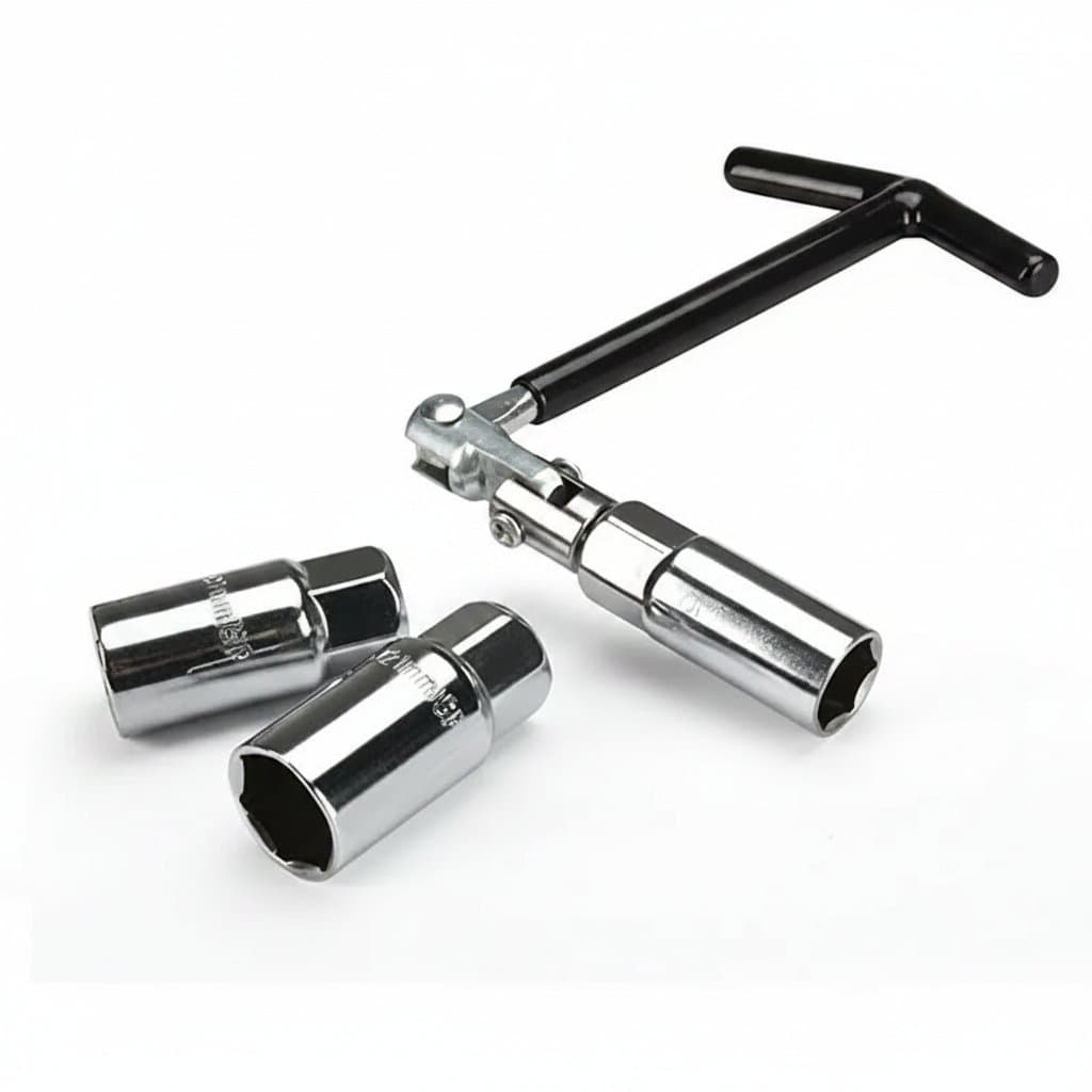 A 4-piece high-strength chrome-plated spark plug socket wrench set, like a spark plug torque wrench.