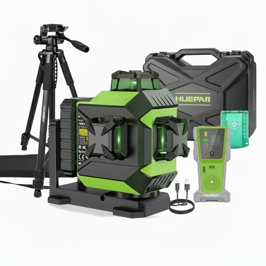3D Green Laser Level | Self-Leveling Cross Line | 12 Lines, Li-ion Battery - Professional Grade Tool