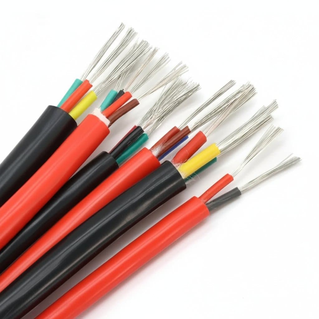 Ultra Soft Multi-Core Silicone Cable with 2 to 6 cores in red and black, available in lengths from 1 to 5 meters for high-temperature wiring.
