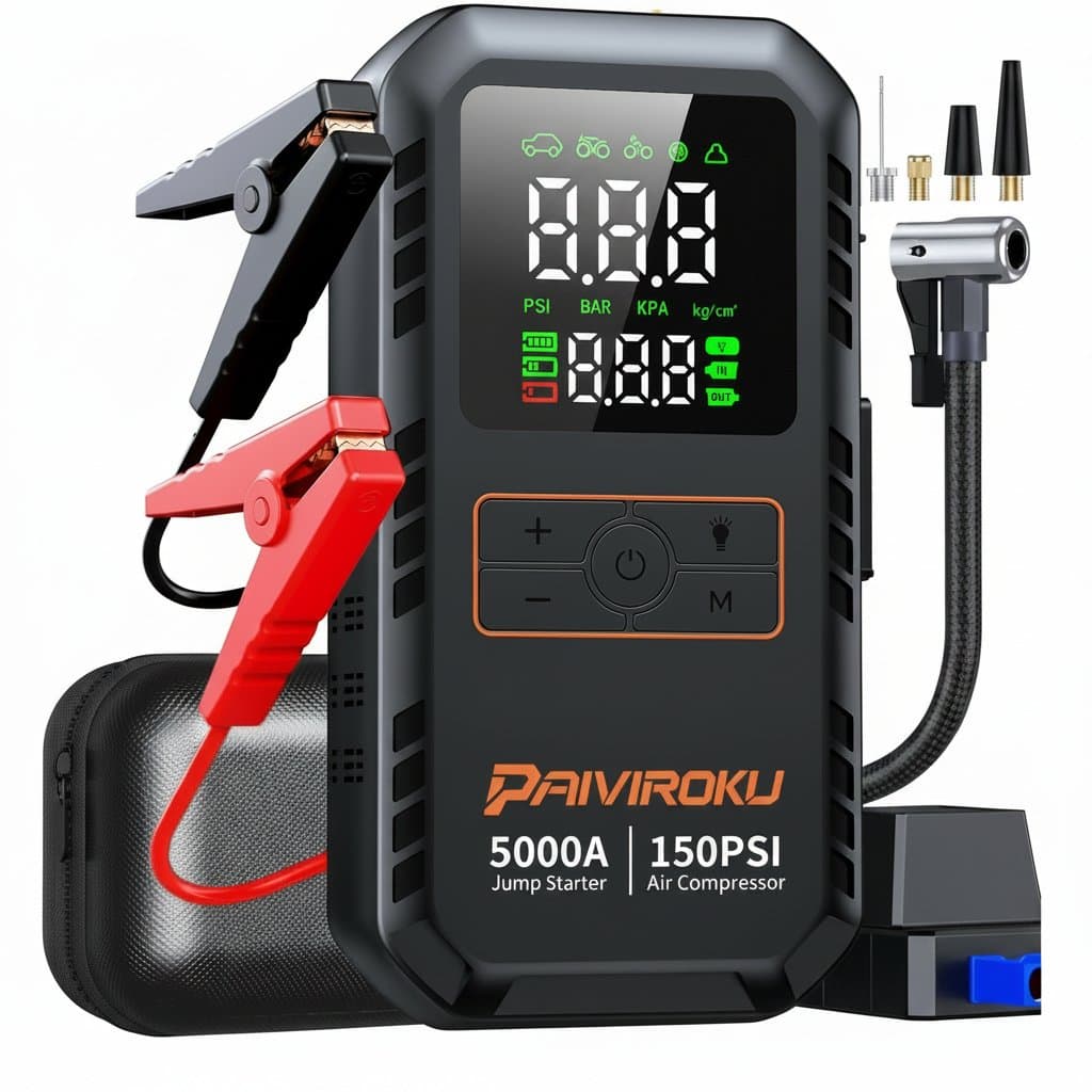Remote Car Starter Kit | 5000A Jump Starter | 150PSI Air Compressor