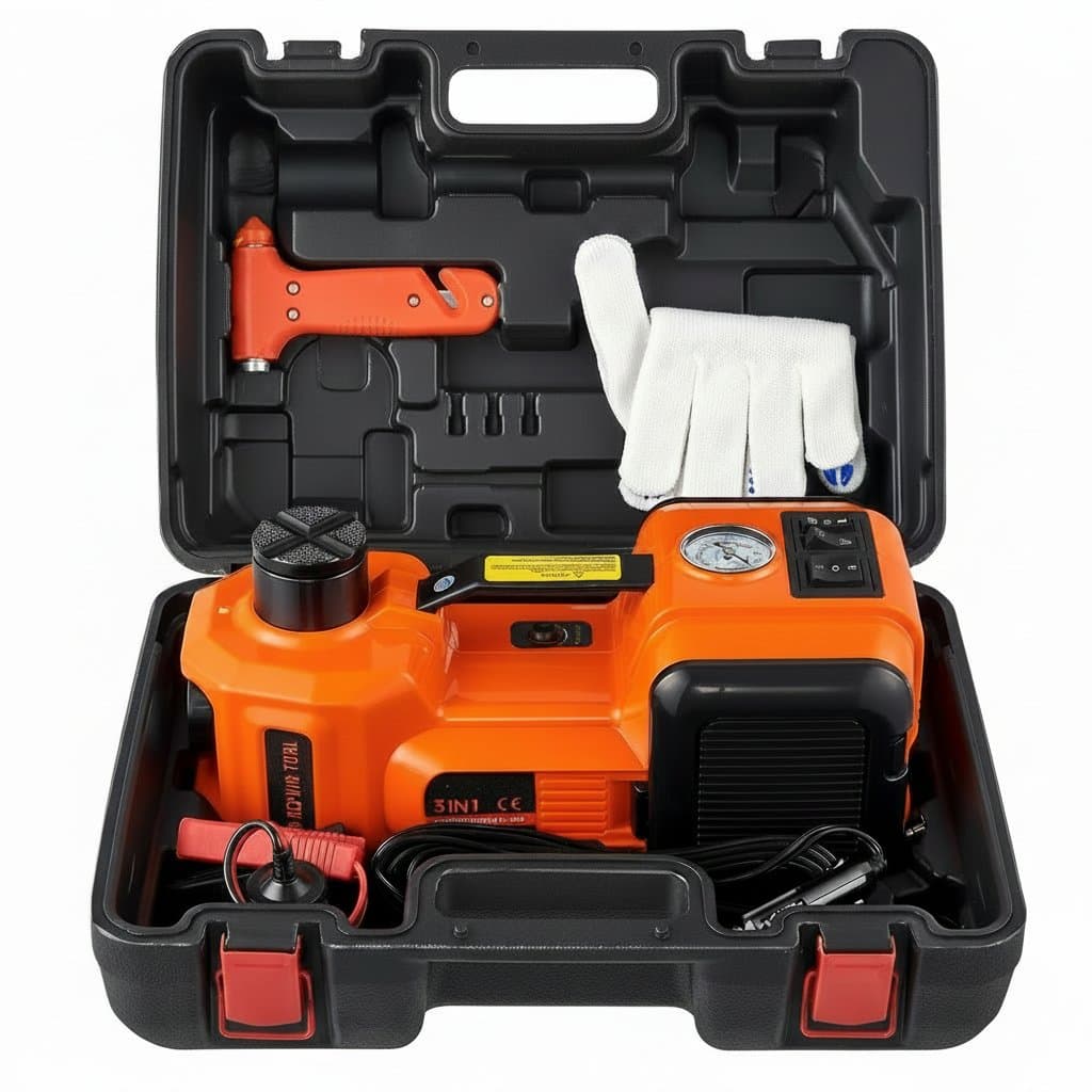 5-Ton Hydraulic Car Jack | Built-in Air Compressor & LED Light | SUV & Truck Tire Change Kit