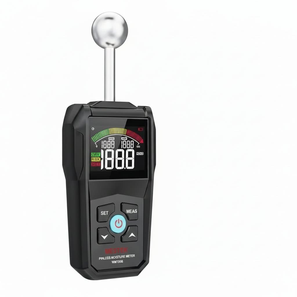Digital Wood Moisture Meter with non-contact sensor for non-destructive timber and building material humidity testing