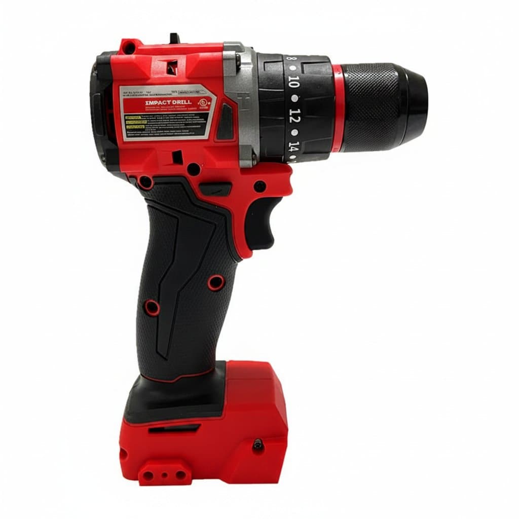 Milwaukee M18 Fuel brushless cordless impact drill with battery, featuring 20+3 torque settings and a hammer function for versatile power tool use.