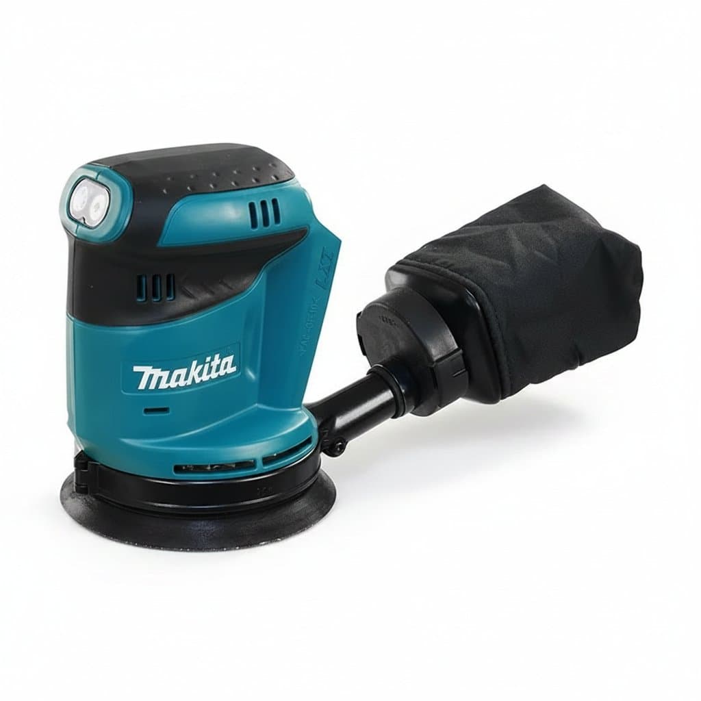 Makita DBO180Z 18V LXT cordless orbital sander, a bare tool with brushless motor for sanding wood, putty, and polishing.
