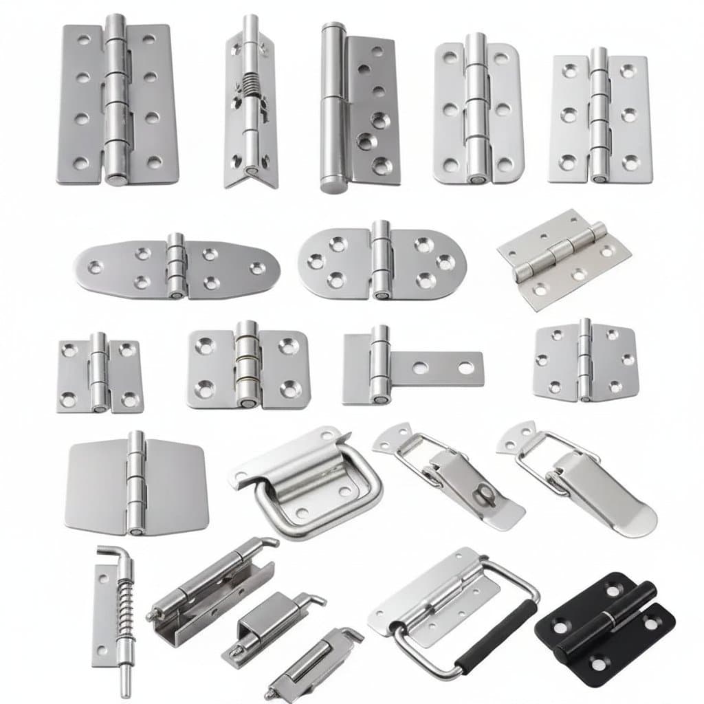 Stainless steel flat hinge for cabinet doors, wooden boxes, or windows, available in sizes from 1 inch to 4 inches.