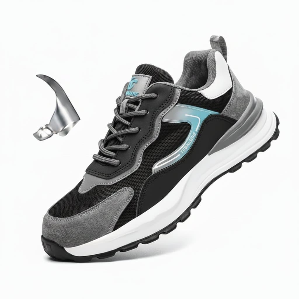 Breathable labor protection shoes with odor-proof and insulated features, designed as safety shoes for construction site work and various hazards.