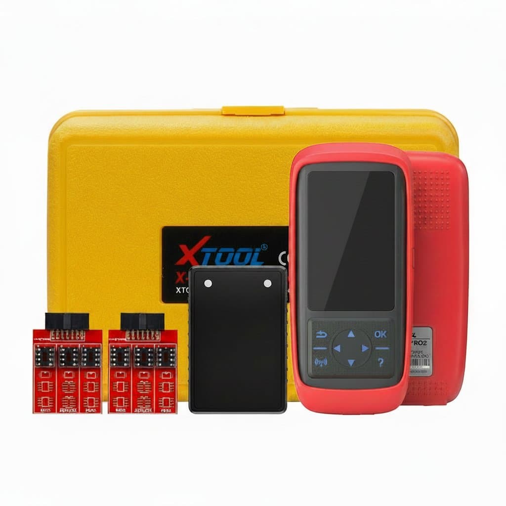 XTOOL X100 Pro2 OBD2 automotive scanner with key programming, EEPROM adapter, and lifetime free updates for comprehensive vehicle diagnostics.