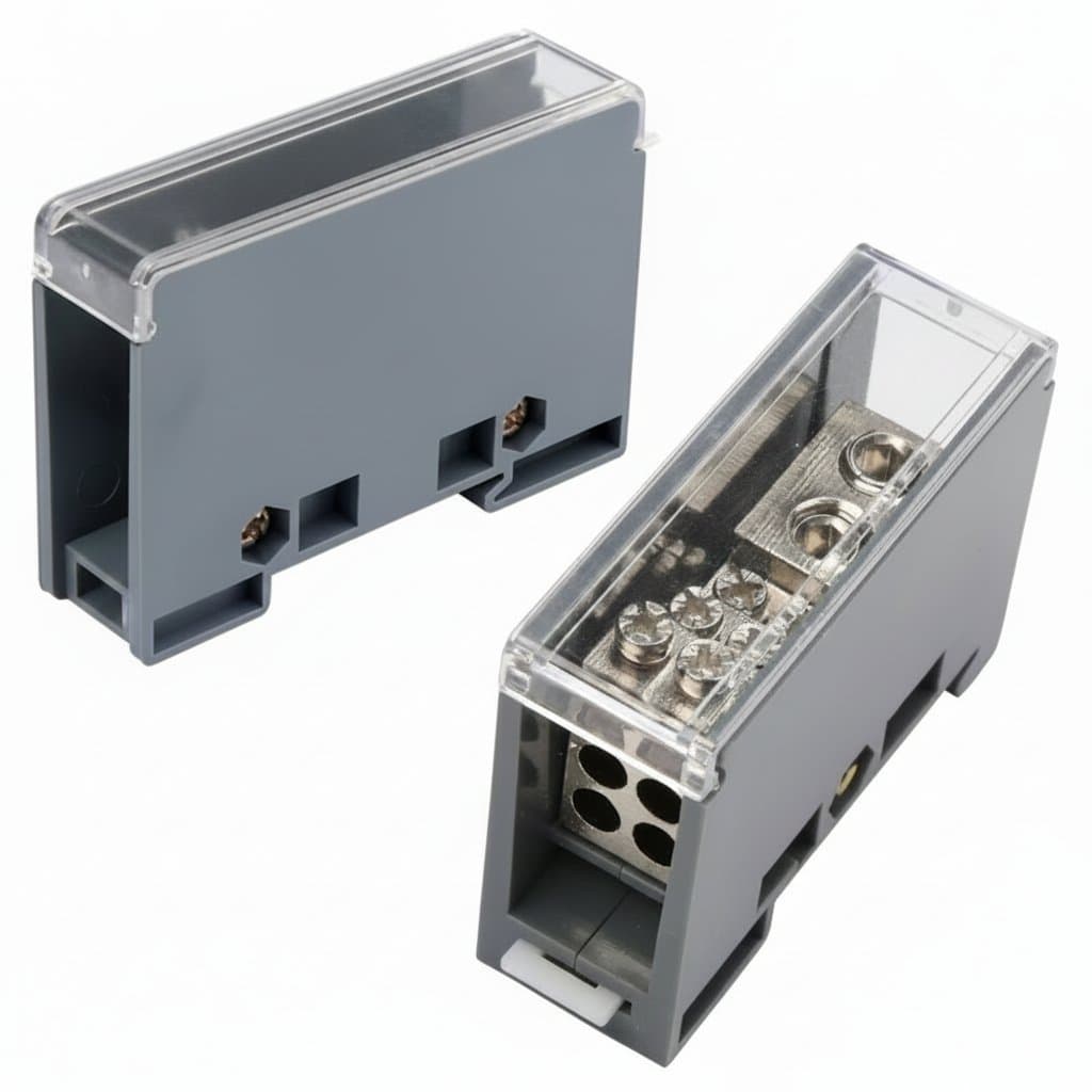 DIN Rail Power Distribution Box | 150A/200A Universal Junction Block for Circuit Breakers
