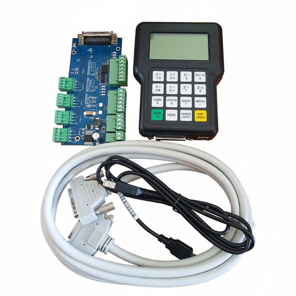 DSP0501 3-Axis CNC Router Controller Set with handheld remote handle for precision engraving and machining operations.
