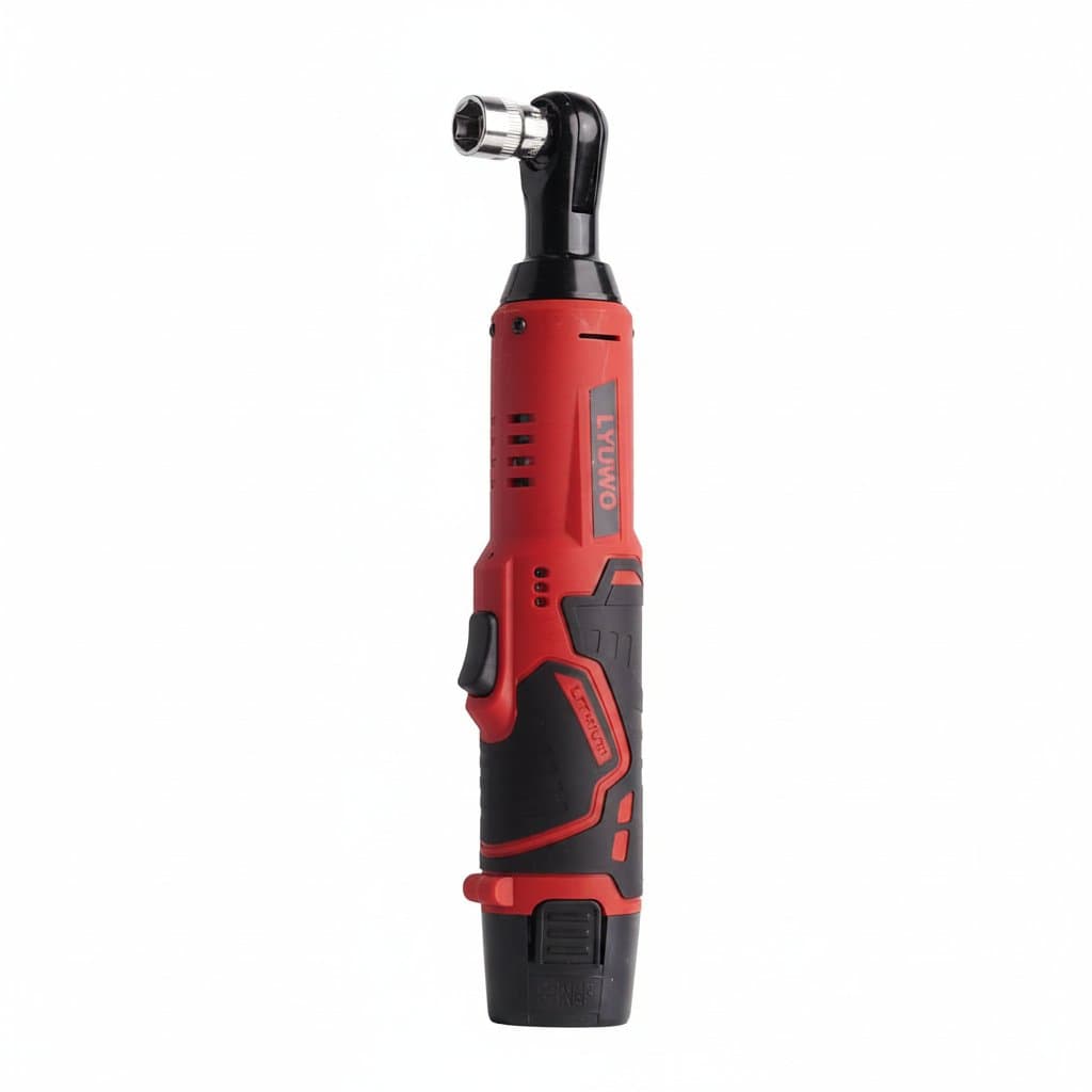 LYUWO 3/8 inch cordless electric ratchet set with two batteries, ideal for automotive repair and mechanical maintenance tasks.