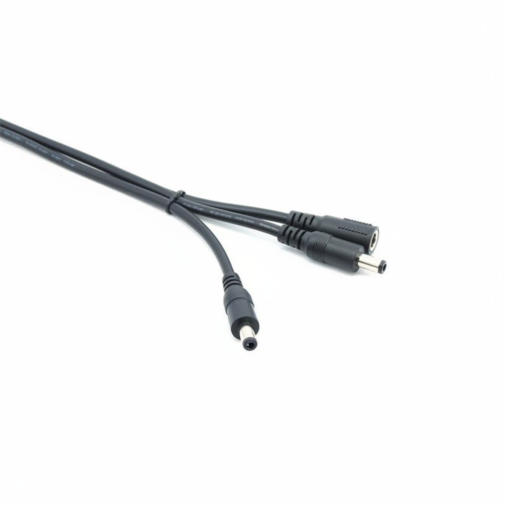 DC Power Connector Cable 5.5x2.1mm: Hand holding two connectors, others in background.
