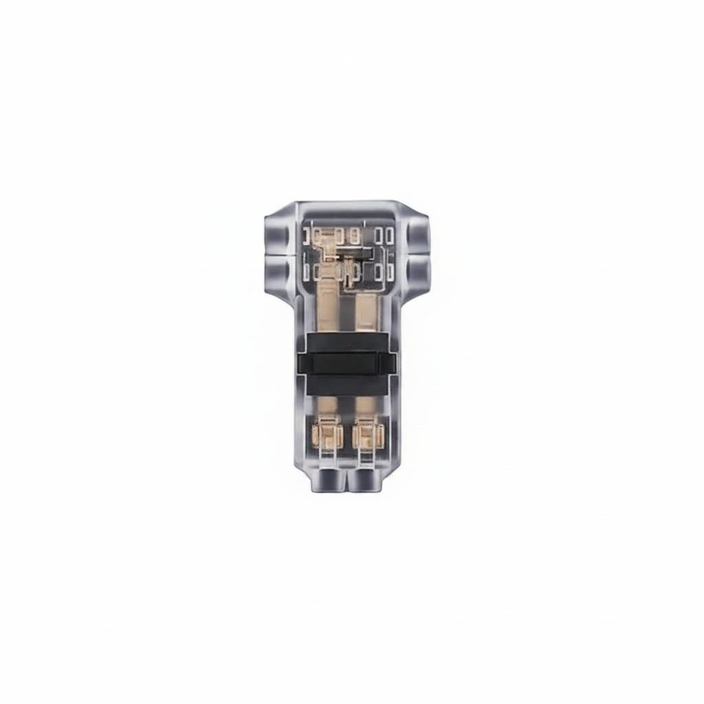 Flexible pan connector, a white corrugated pipe with black rubber seals.