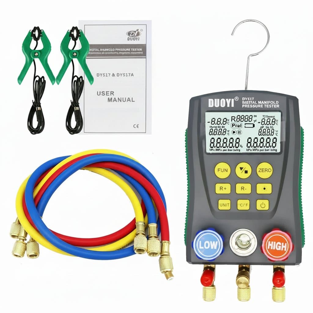 Digital Refrigeration Gauge | HVAC Vacuum Pressure Tester | Temperature Detector Kit - Professional Grade Tool