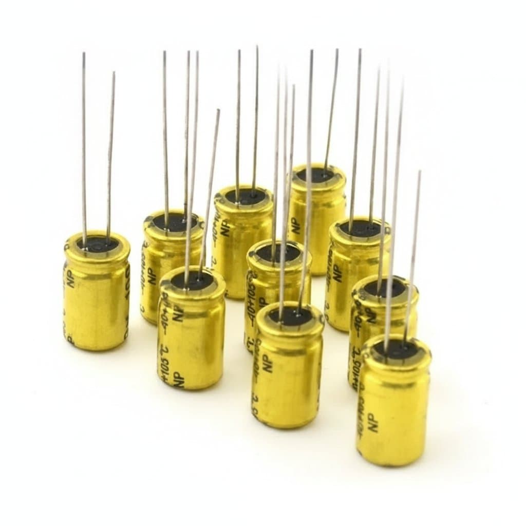 5PCS Audiophile-grade NP Non-Polar Electrolytic Capacitor assortment, values from 1uF to 47uF with 50V-100V ratings.