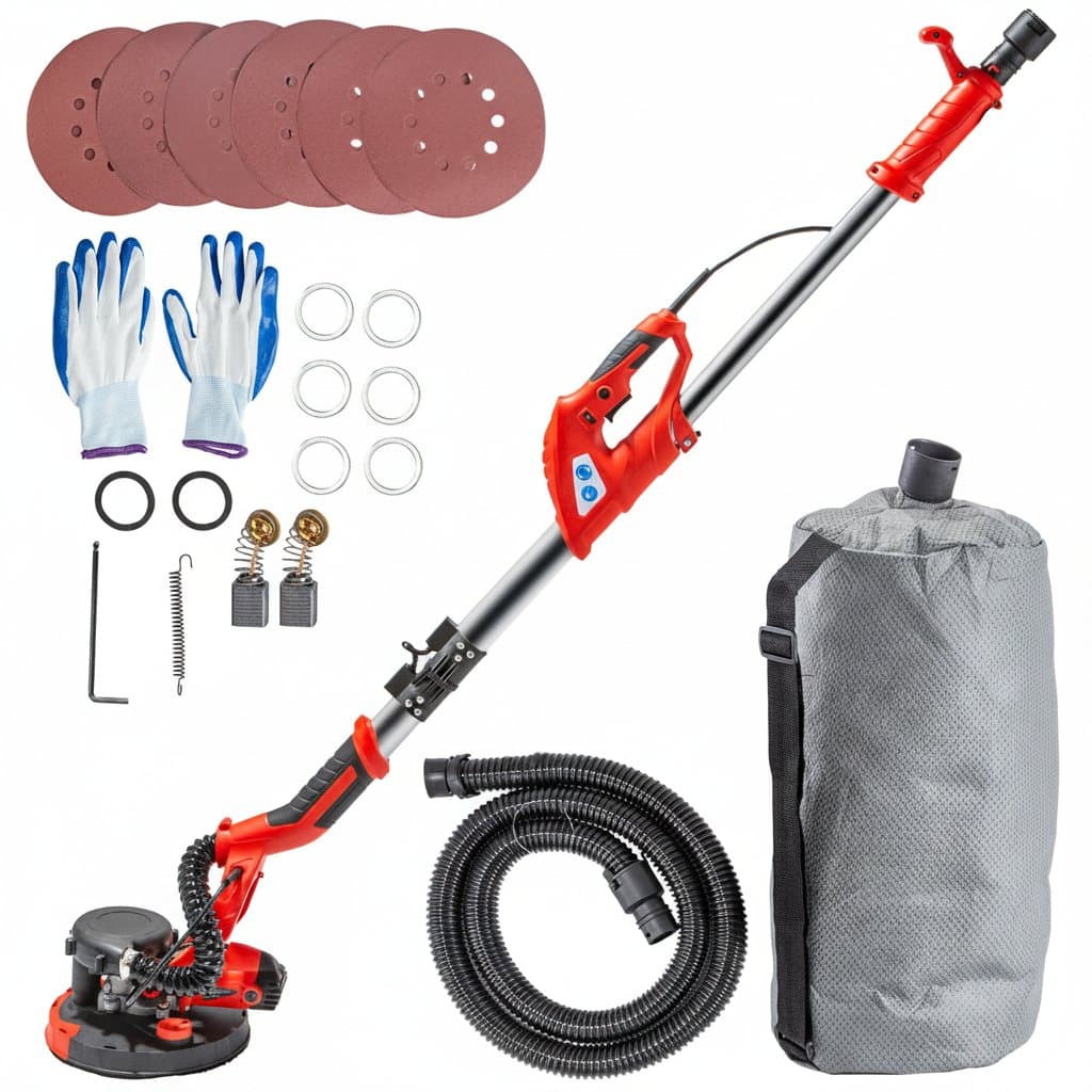 SucceBuy 850W variable speed drywall sander with foldable design, vacuum bag, and ergonomic handle for efficient sheetrock sanding.