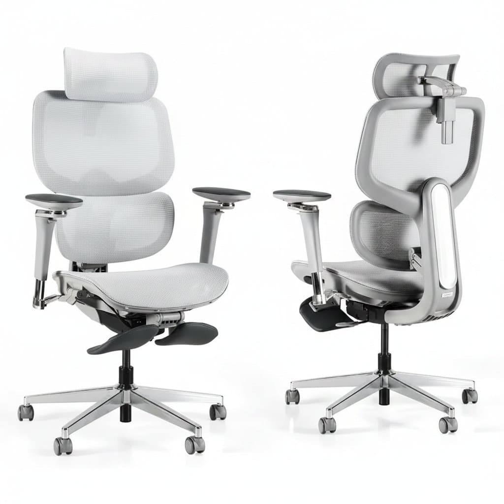 Ergonomic mesh office chair with self-adaptive lumbar support and multi-adjustable armrests for all-day comfort at home or desk.