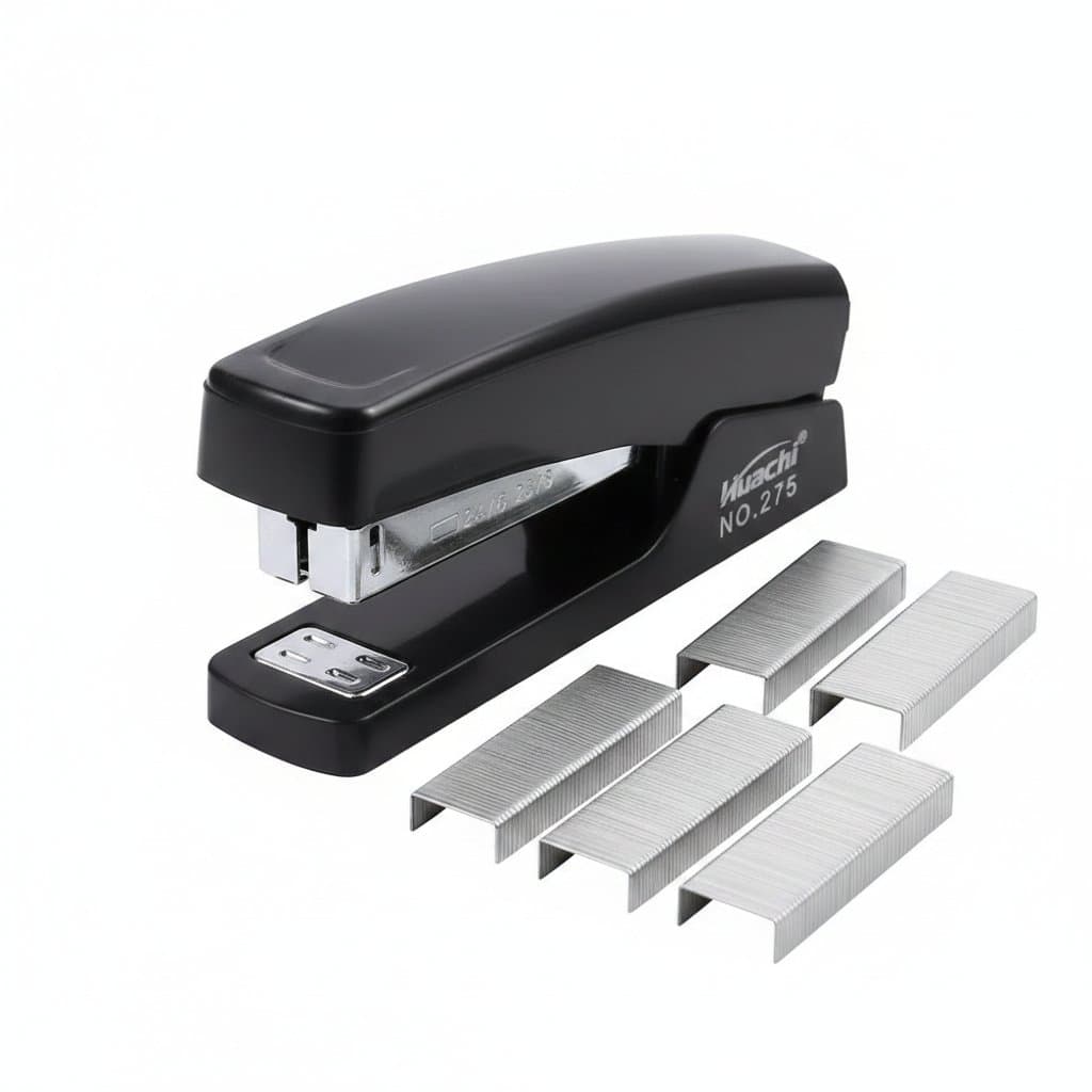 Desk Stapler | Labor-Saving Metal Paper Stapling Machine | Grey/Black Office Tool - Image 1