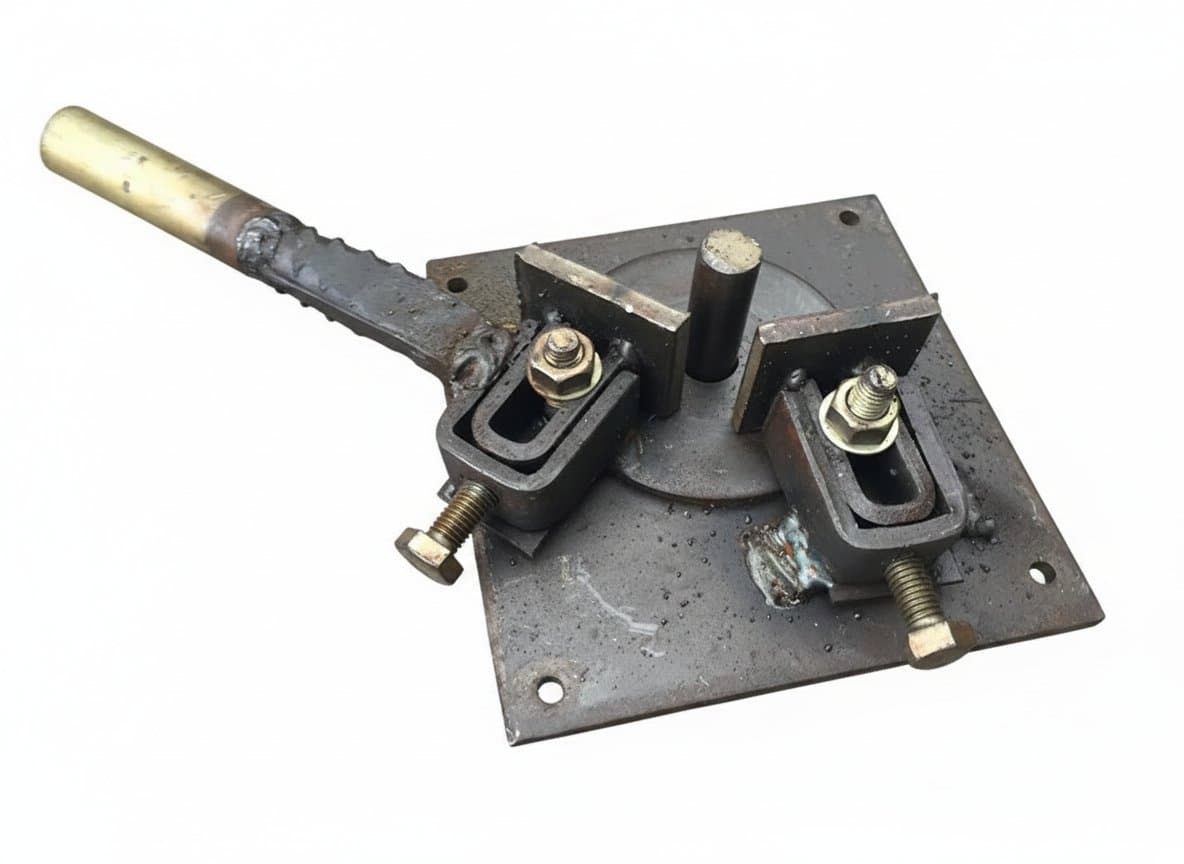 Portable manual rebar bender for light-duty construction and DIY projects, bending small steel reinforcement bars into hoops and shapes.