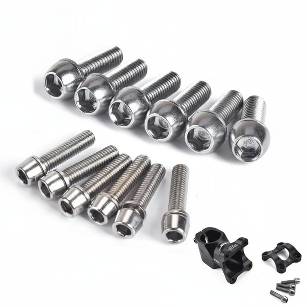 Stainless steel M5 and M6 hexagon bolt screws for MTB bike handlebar stems, used for bicycle handlebar enhancement and accessories.