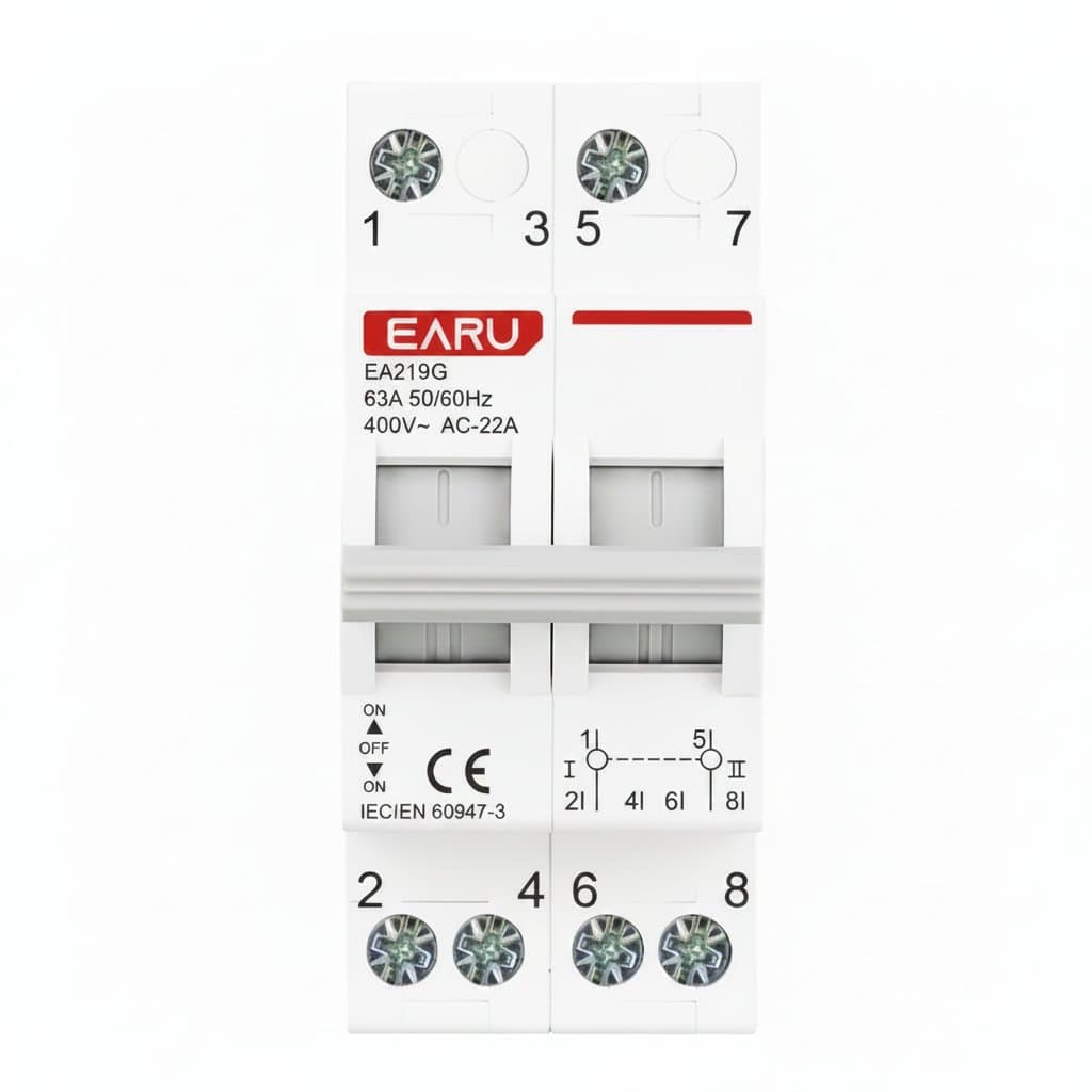 Manual Transfer Switch | 2P 40A/63A DIN Rail Mount | 400V AC Power Isolator