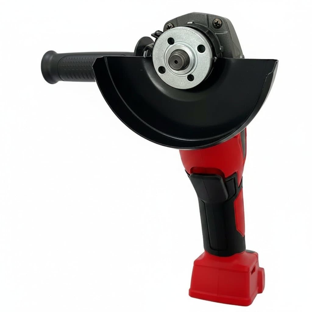 Milwaukee brushless 125mm angle grinder with no-lock paddle switch, cordless design for polishing and cutting applications.