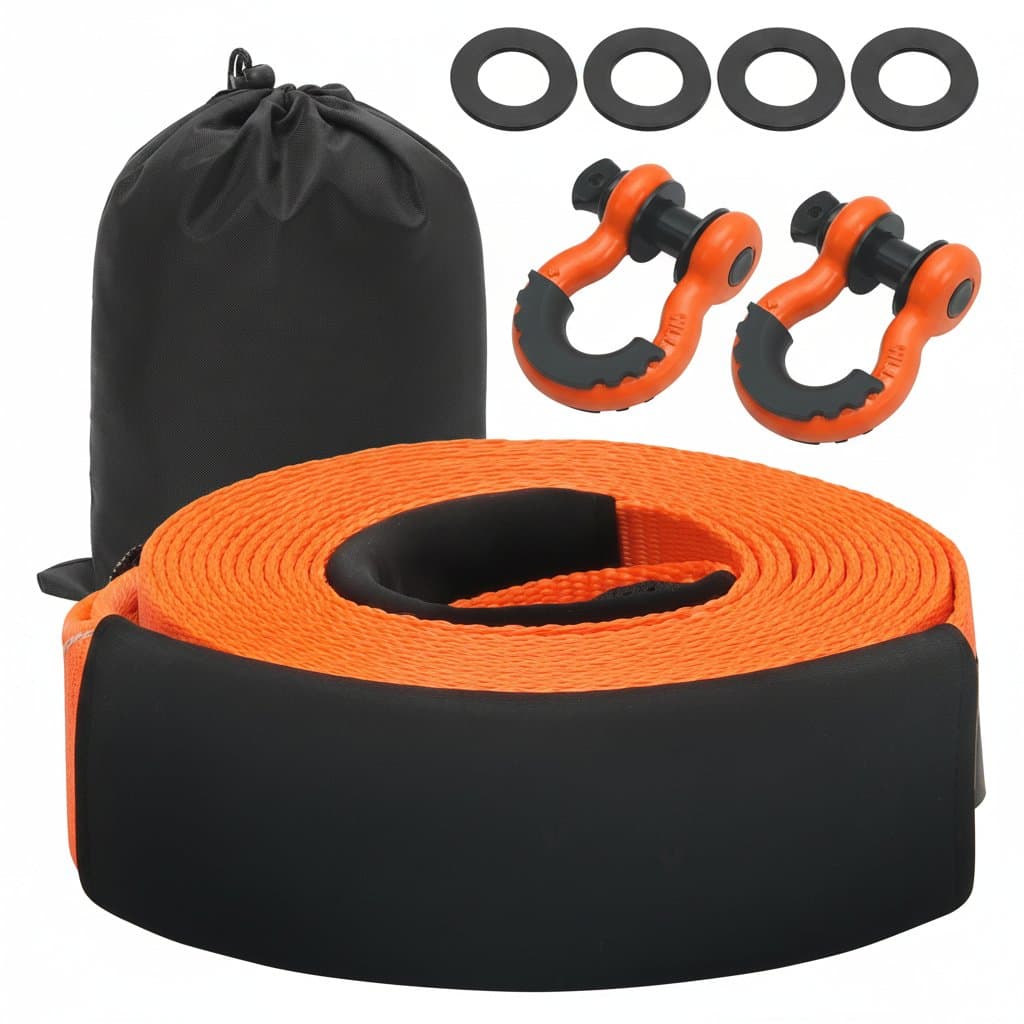 SucceBuy Polyester Tow Strap Recovery Kit High-Strength Car Racing Tow Ropes Auto Trailer Winch Towing Strap for Truck Jeep SUV
